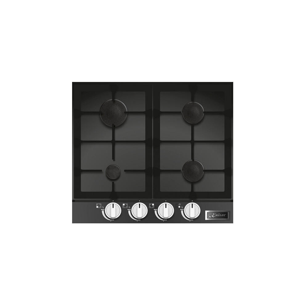 Kaiser Avantgarde Pro Turbo 4 Burner Gas Hob - Glass Black