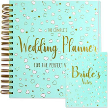 Wedding Planner Book and Notebook Set UK Bride and Groom Planning Journal Organiser Bridal, Zip-Lock Pocket, Checklists, Engagement Gift, Coun