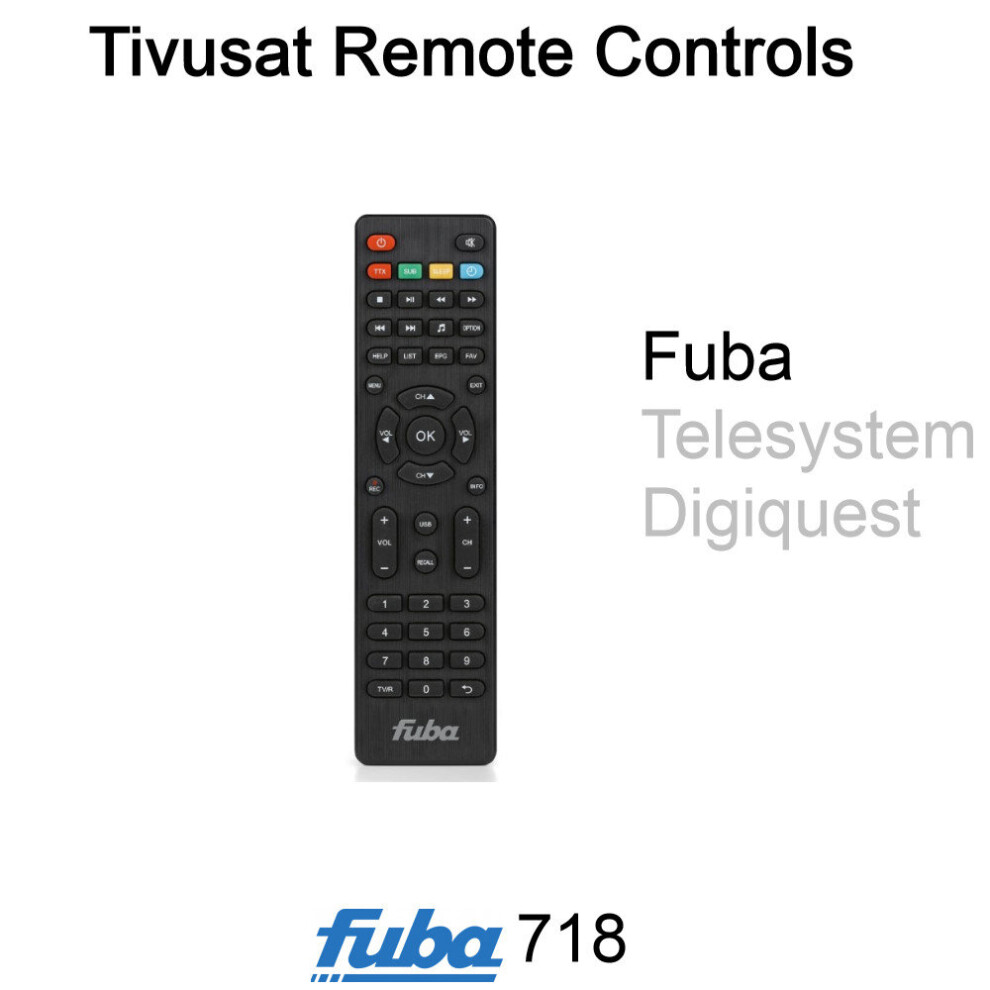 (Fuba, Ode718 Hd) Genuine Original Tivusat Remote Control For Fuba Telesystem Digiquest 3713804112691