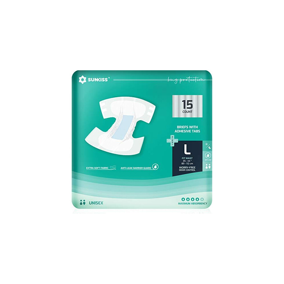 Sunkiss Trustplus Adult Diapers With Maximum Absorbency, Disposable Incontinence Briefs With Tabs For Men And Women, Maximum Overnight Absorbenc