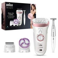 Braun Silk-épil 9 Epilator for Long-Lasting Hair Removal with Electric Shaver & Trimmer, Bikini Trimmer & Exfoliator, 100% Waterproof, UK 2 Pin