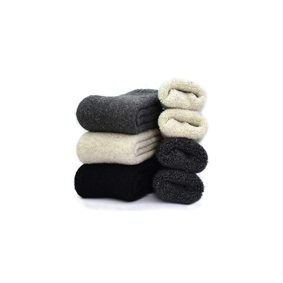 YZKKE 3Pack Mens Super Thick Wool Warm Socks - Soft Comfort Casual Crew Winter Socks Size 6-11