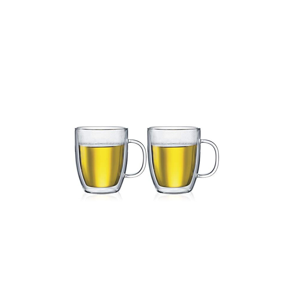 Bodum 10606-10 BISTRO Espresso Mug Set (Double-Walled, Dishwasher Safe, 0.45 L/15 oz) - Pack of 2, Transparent