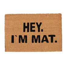 Relaxdays Doormat IM MAT, Coconut Fibres, Non-Slip Welcome Mat, In- and Outdoors, WxD: 60 x 40 cm, Natural/Black