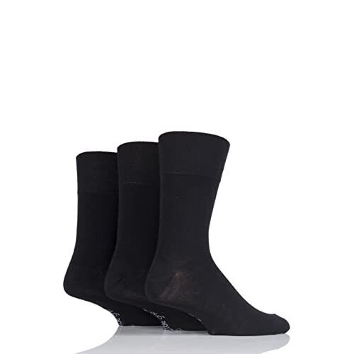 Mens 3 Pair Gentle Grip Plain Bamboo Socks