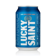 LUCKY SAINT Superior Unfiltered Alcohol Free Beer, 0.5% ABV, Vegan, 53 Calories per Can (Case of 12 x 330ml Cans) - Four natural ingredients