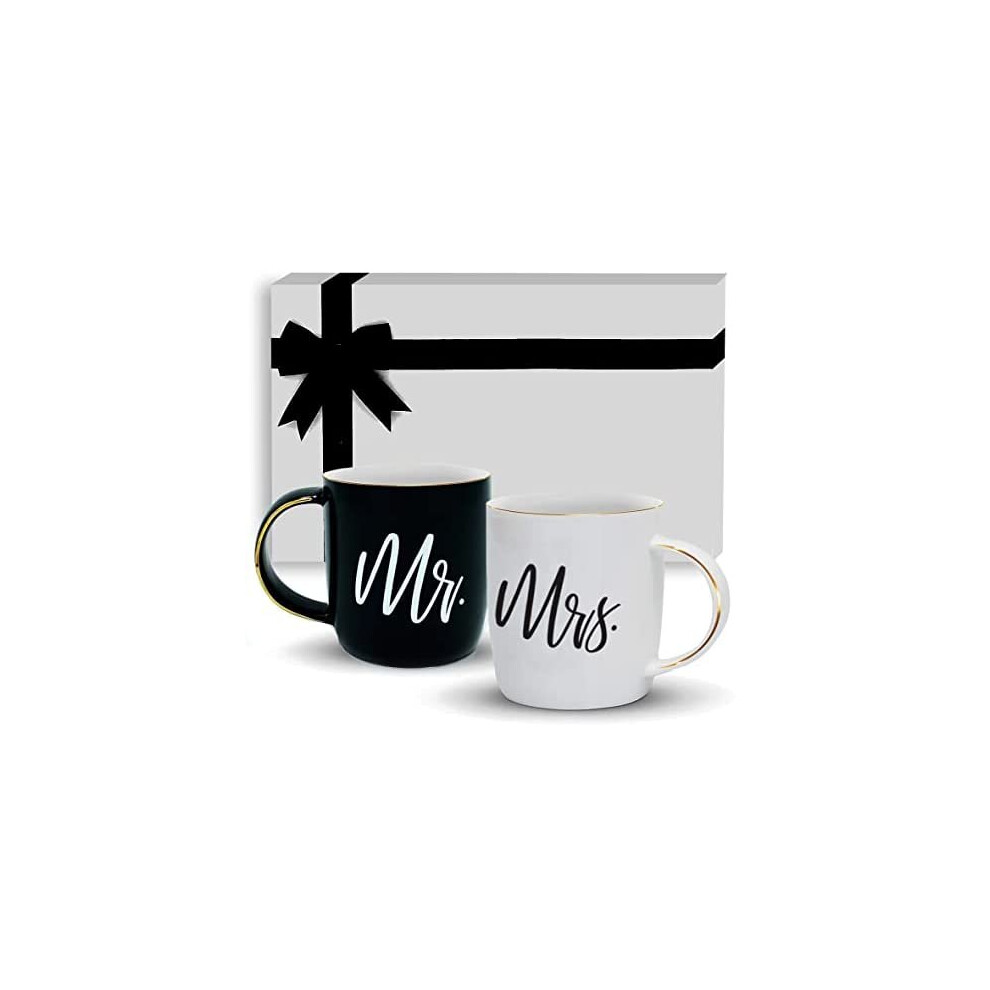 Gifffted Mr and Mrs Mugs, Unique Wedding Gift for The Couple, Gifts for Engagement, His Hers Anniversary, Bride Groom, Women, Presents