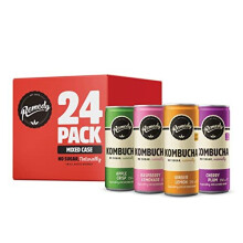 Remedy Raw Kombucha Tea - Sparkling Live Cultured Drink - 4 Flavour Variety Pack/Mixed Case - 24 250ml Can Case
