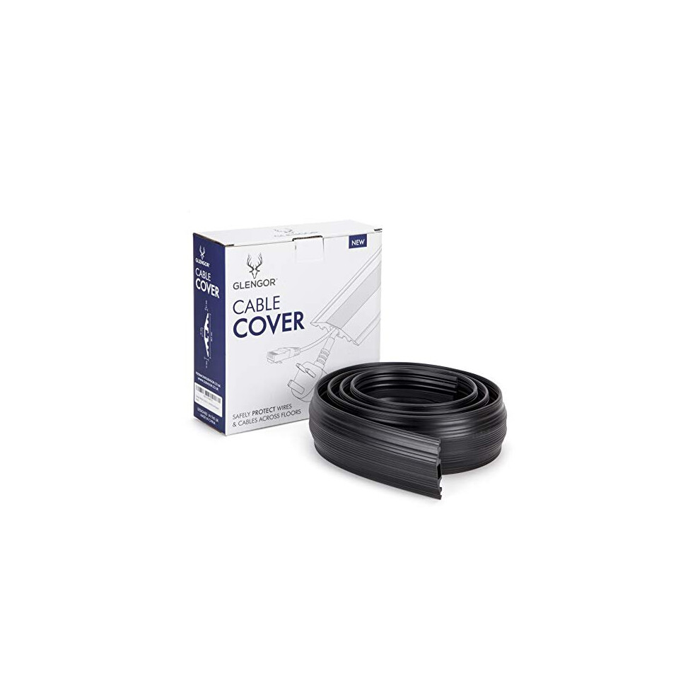 Glengor Medium Duty Floor Cable Cover/Cable Protector | Protect Cables & Prevent Trip Hazards | 2M Length | Black | Perfect For Offices, Retail, 784862434721