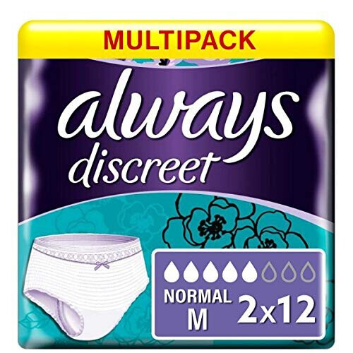Always Always Discreet Incontinence Pants for Women, Medium, 24 Pants