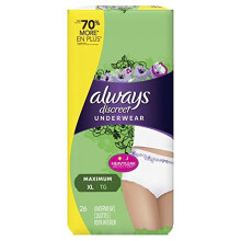 Always Discreet Inkontinenz- und Wochenbettunterwäsche für Frauen, Klassischer Schnitt, Größe XL, maximale Saugfähigkeit, 26 Stück