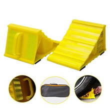 leadstand Car Wheel Chocks, Non Slip Base, RV,Trailer?Yellow Plastic Wheel Chocks?Suitable for Most Tyre Sizes,2-Pack