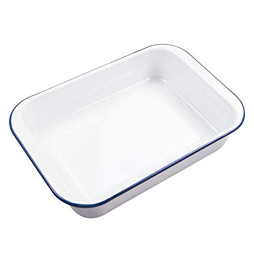 Webake Enamel Roasting Tin Pie Dish Baking Tray Bakeware Oven Pans (36 x 24 x 7cm)