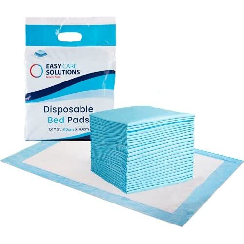 Easy Care Solutions Disposable Incontinence Bed Pads 40 x 60 cm Pack of 25 (1 Pack of 25) on