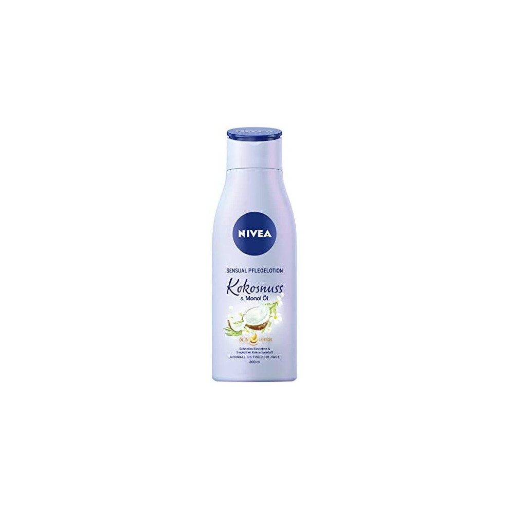 NIVEA Body Sensual Body Lotion Coconut & Monoi Oil Pack of 1 (1 x 200 ml) Quick Absorbing Body Lotion with Coconut Fragrance Body Cream for 24 H