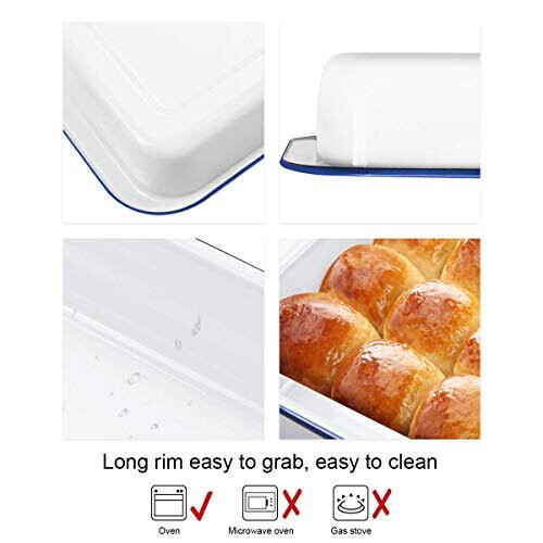 Webake Enamel Roasting Tin Pie Dish Baking Tray Bakeware Oven Pans (36 x 24 x 7cm) 2