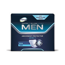 TENA Men Level 1 Incontinence Pads for Light Bladder Leakage, Anatomical Fit, 96-Count Hygienic Liners with Odour Control & Adhesive Fixation