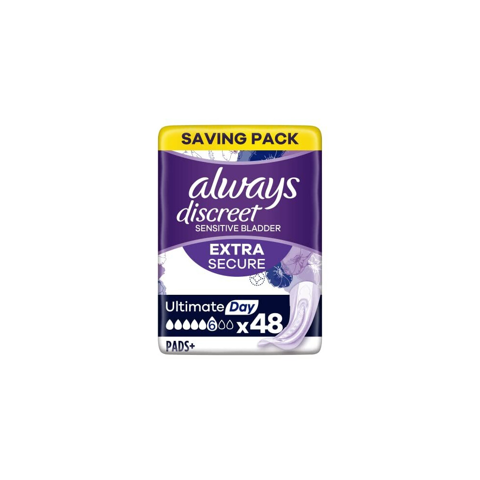 Always Discreet Incontinence Pads Plus Women Ultimate Day X48, Strong Protection You Barely Feel