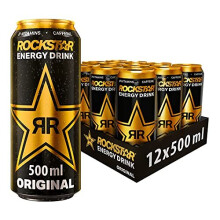Rockstar Energy Drink - Original - Non-Alcoholic - 200 mg Caffeine - Caffeinated Drink with Taurine, Guarana, Ginseng, & B-Vitamins - 12 x 5