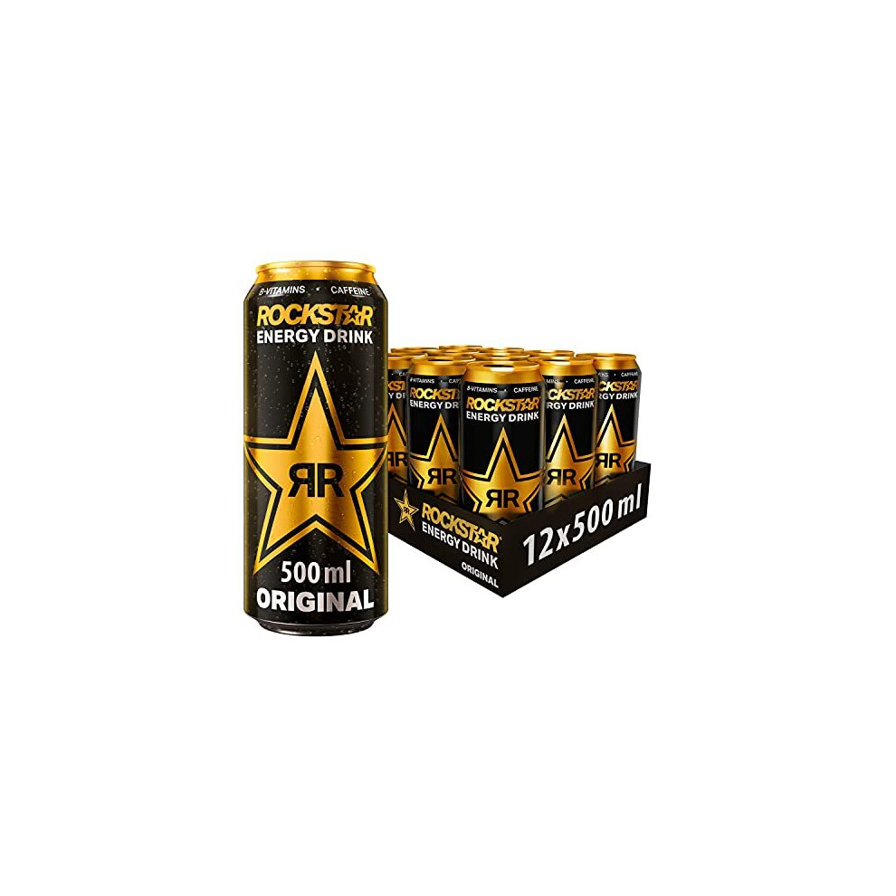 Rockstar Energy Drink - Original - Non-Alcoholic - 200 mg Caffeine - Caffeinated Drink with Taurine, Guarana, Ginseng, & B-Vitamins - 12 x 5