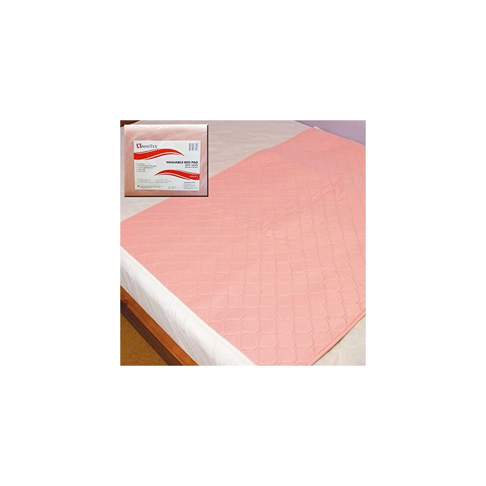 Omnitex Washable Bed Protector With Tucks - 90 X 90Cm Incontinence Pad, 3 Litres Absorption Capacity (1X Reusable Bed Pad)