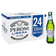 PERONI NASTRO AZZURRO Libera - Non-Alcohol Lager Alternative - 330cl x 24 Bottles in a Pack - 0.0% ABV - Light Bodied, Zero Alcohol - Refres