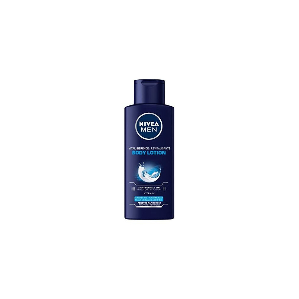 NIVEA Men Pack of 1 body lotion, 1 x 250 ml bottle, vitalising body lotion, absorbs quickly for normal to dry skin