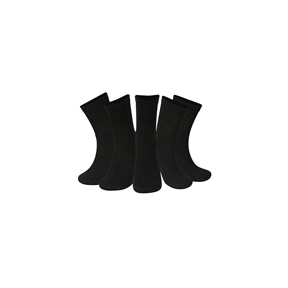 Kensington 10 Pairs Men Sport Socks Size 6-11 Thick Cotton Cushion Crew Compression Ankle Large Pack For Under Trainer Blister Armour Black Whi