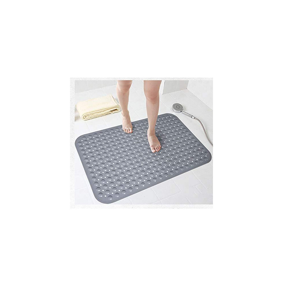 Bathsafe Extra Wide 88x58CM Non-Slip Soft Bath Mat Anti Slip TPR Shower Mat with Strong Suction Cups Non Skid Mats for Bathroom Toilet Hotel, An