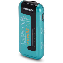 Aiwa R-22 Pocket radio with headphones, MW/FM stereo - Metallic Teal