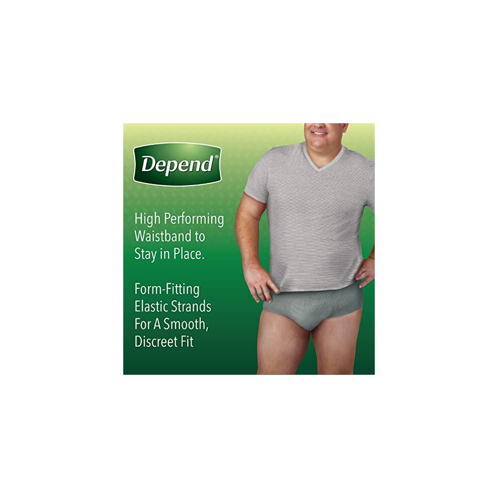 Depend FIT-Flex Incontinence Underwear for Men, Grey, Small/Medium, 32 Count