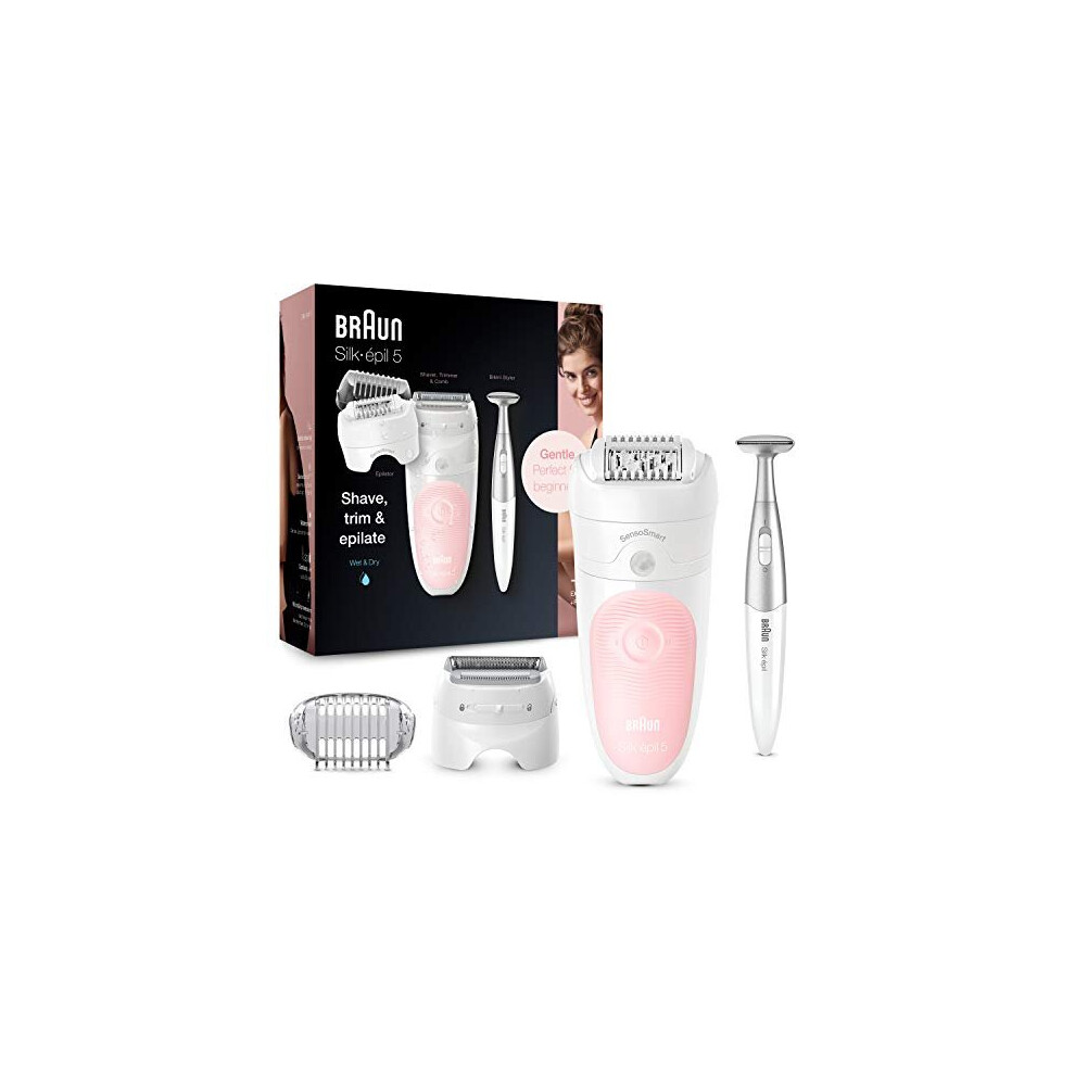 Braun Silk-épil 5 Epilator, Hair Removal, 3 In 1, Includes Shaver & Bikiki Trimmer, Gentle Hair Removal Setting, Wet & Dry, 100% Waterproof, Gif