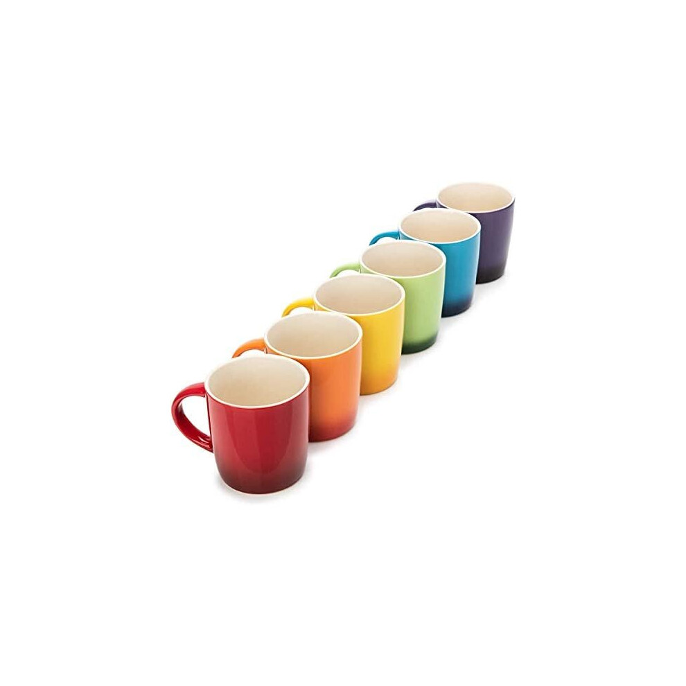 Dawsons Living Multi-Coloured Stoneware Mugs Set - Wide Tea Coffee and Hot Chocolate Cups - Set of 6-11 oz / 312ml