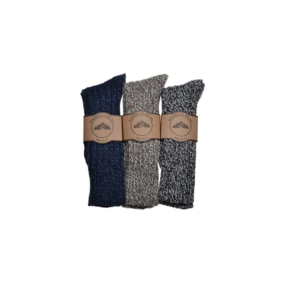 Wb Socks Men's Thick & Warm Socks 3 Pairs Per Pack Black/Grey/Blue