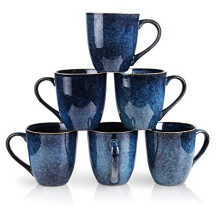 VICRAYS Porzellan Teetasse 6er Set 350ml, Steingut Kaffeetasse f?r M?nner Frauen, Einzigartige glasierte Tassen mit Henkel f?r Kaffee, Tee, Milch,