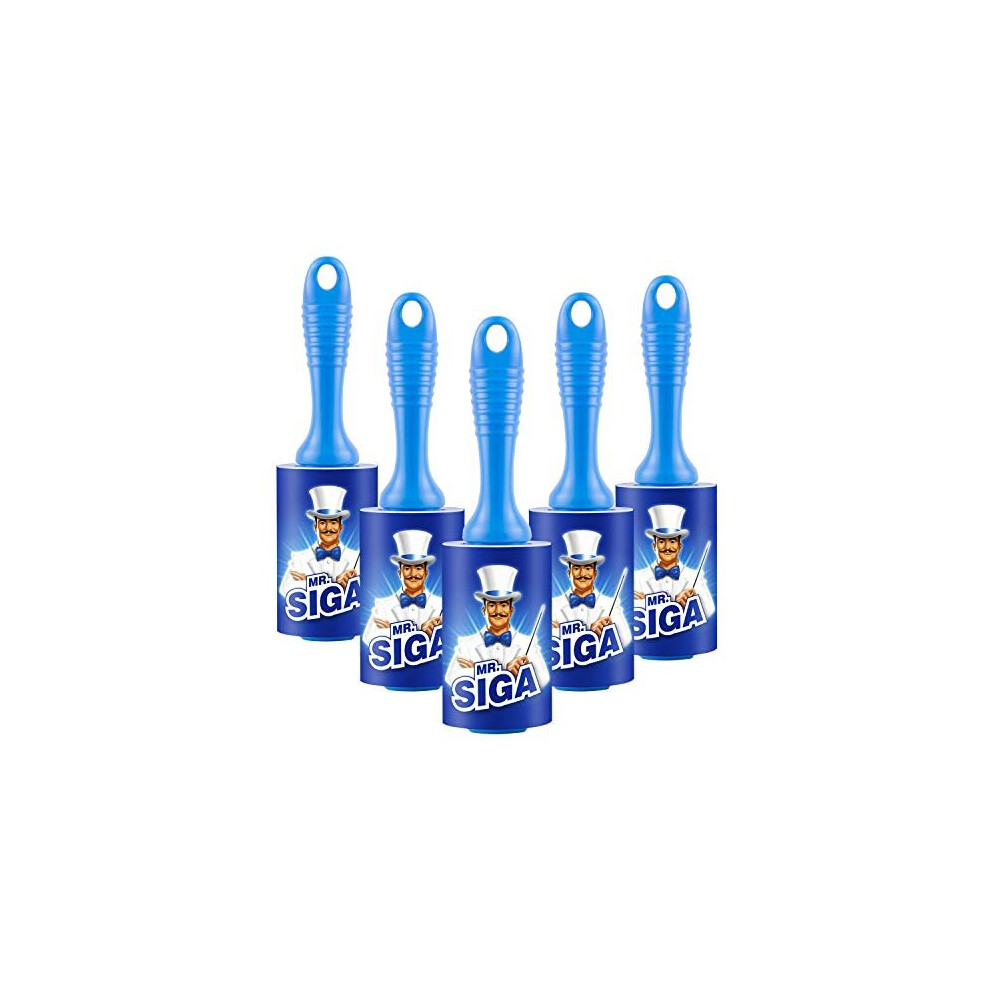 Mr.siga Lint Roller Extra Sticky Lint Roller Pet Hair Remover With Easy Tear Sheets 5-Pack 450 Sheets In Total Blue