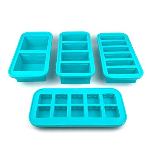 Souper Cubes Silicone Freezer Molds Gift Set with 2 Tbsp 1/2 1 and 2 Cup Silicone Freezer Trays With Lids - Meal Prep and Kitchen Essentials B