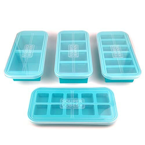 Souper Cubes Silicone Freezer Molds Gift Set with 2 Tbsp 1/2 1 and 2 Cup Silicone Freezer Trays With Lids - Meal Prep and Kitchen Essentials B 1