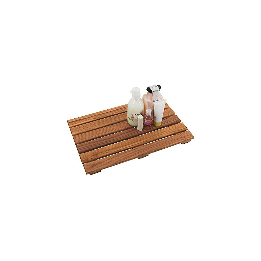 VaeFae Teak Shower Mat, Non-Slip Bath Mat, Luxury Spa Mat, Wooden Mat for Bathtub, 50.8 x 33 cm