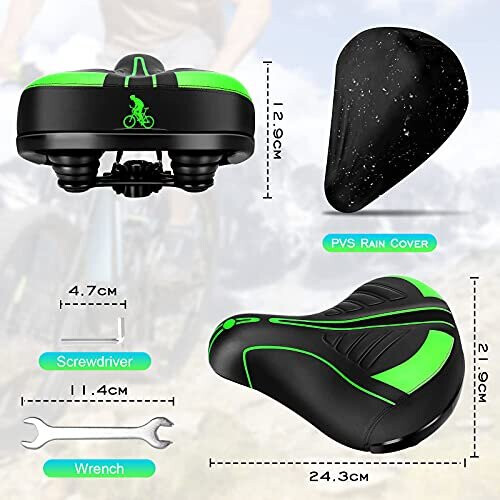 AkiiGer Bike Seat with Backrest, Extra Wide Bicycle Tricycle Saddle