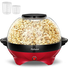 Yabano Popcorn Maker Machine, 5L Popcorn Popper, Nonstick Plate, Electric Stirring with Quick-Heat Technology, Cool Touch Handles, Healthy Less F