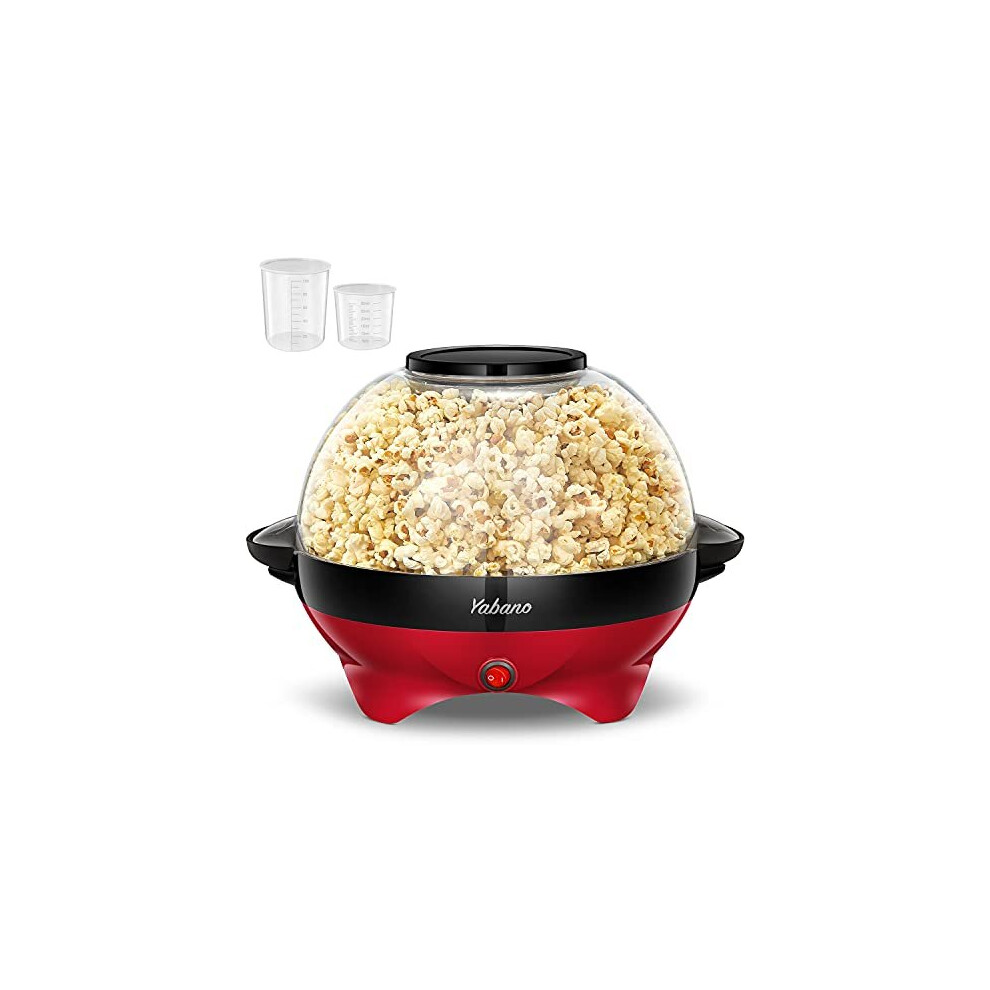 Yabano Popcorn Maker Machine, 5L Popcorn Popper, Nonstick Plate, Electric Stirring with Quick-Heat Technology, Cool Touch Handles, Healthy Less F