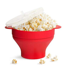 Gearmax Microwave Popcorn Maker, Silicone Microwave Hot Air Popcorn Bowl Popcorn Poppers, Popcorn Maker Popcorn Collapsible Bowl with Lid and Ha
