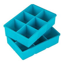 Webake 2 Pack Ice Cube Trays Silicone 6 Large Square Food Freezer Tray Ice Cube Moulds 2 inch Cubes - Blue