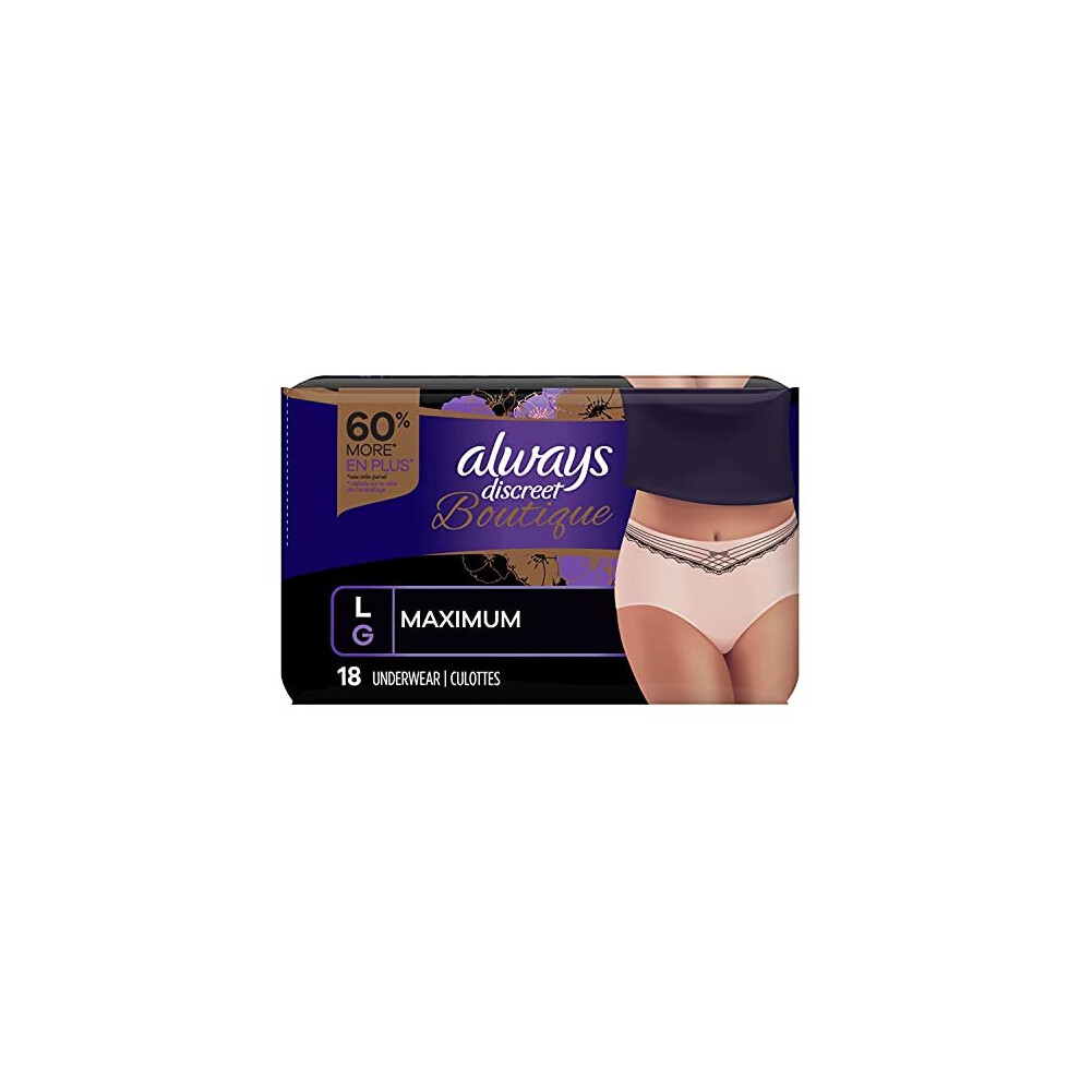 Always Discreet Boutique, Incontinence & Postpartum Underwear for Women,  Maximum Protection, Peach, Large, 18 Count on OnBuy