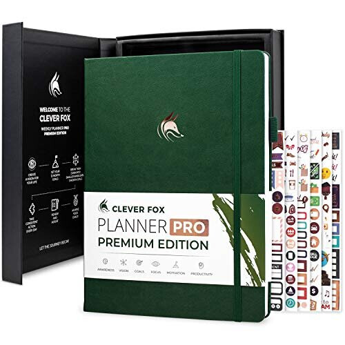 Clever Fox Planner Pro Premium Edition- Πολυτελές Ημερολόγιο & Προϋπολογισμού, Αδιά dated, A4