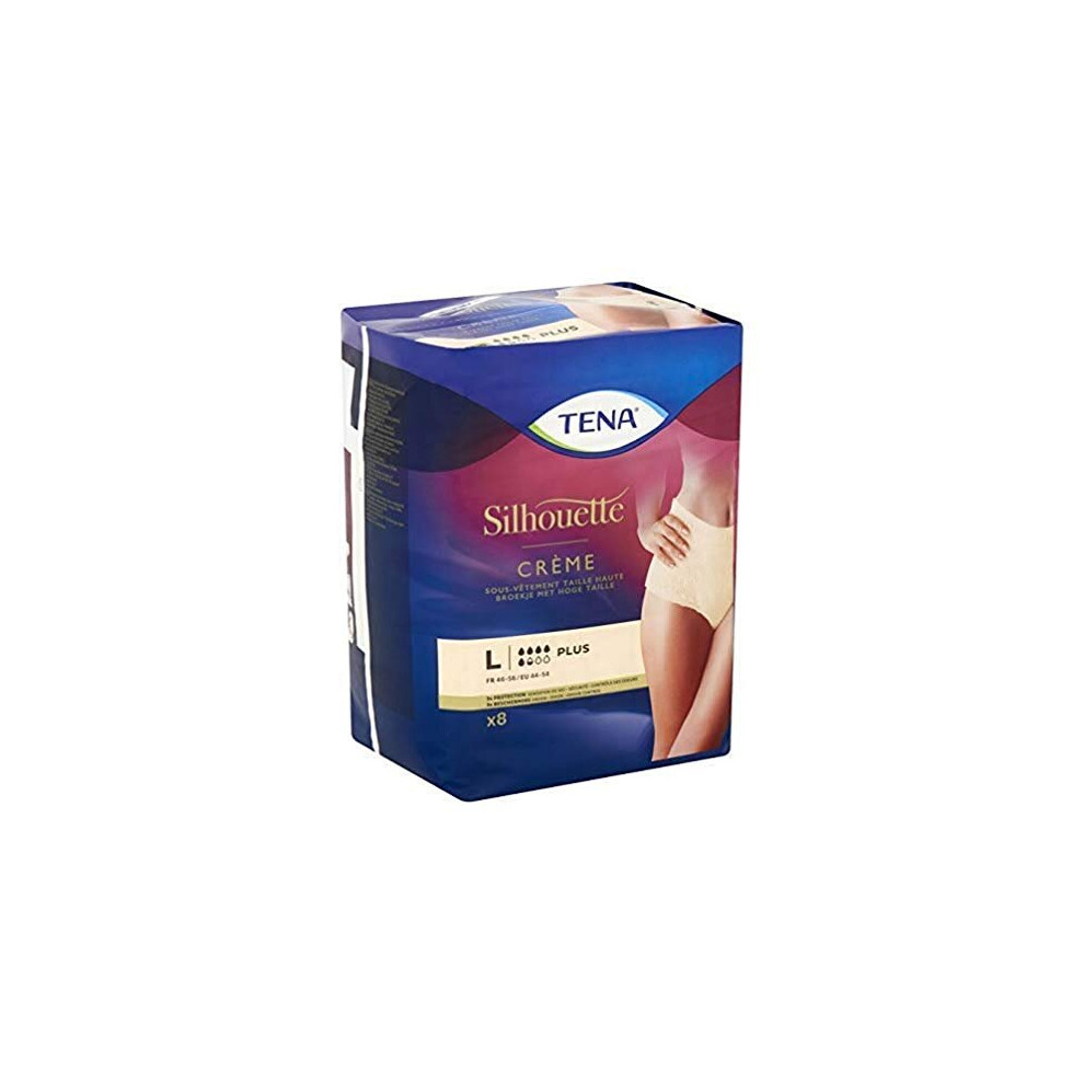 TENA Silhouette Plus High Waist - Female Incontinence Disposable Absorbent Underwear - Postpartum - for Moderate to Heavy Bladder Leakage - Crea