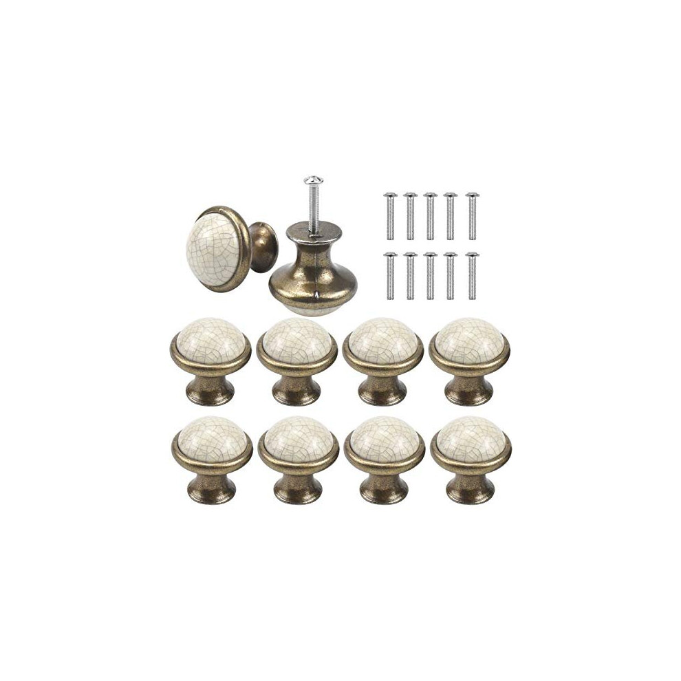 Avodova 10Pcs Vintage Cabinet Knobs, 33Mm Ceramic Knobs, Vintage Shabby Chic Round Drawer Knobs, Kitchen Cabinet Cupboard Drawer Door Knobs Pul 5060889900407