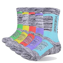 YUEDGE Women's 5 Pairs Wicking Breathable Cushion Anti Blister Casual Crew Socks Walking Athletic Socks Multi Performance