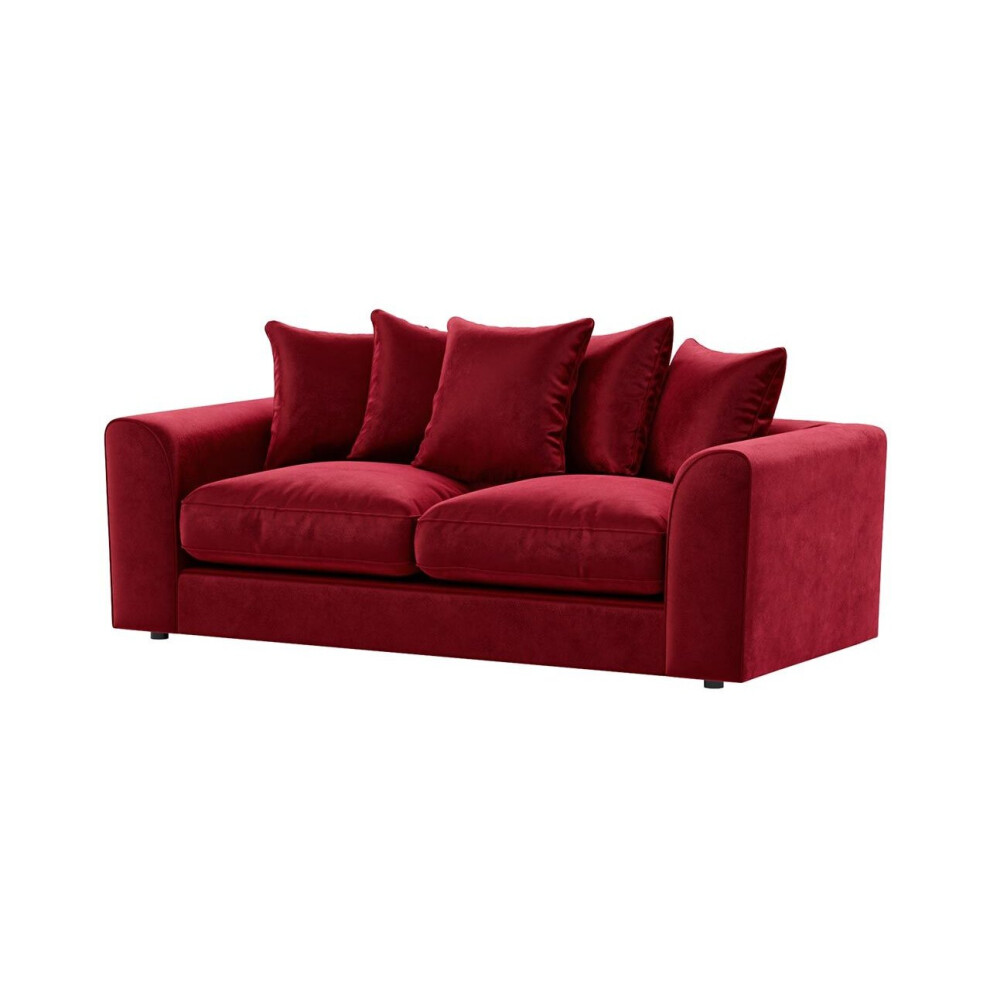 (Red, 3 Seater) Brooklyn Plush Velvet 3 & 2 Seater Sofa Set